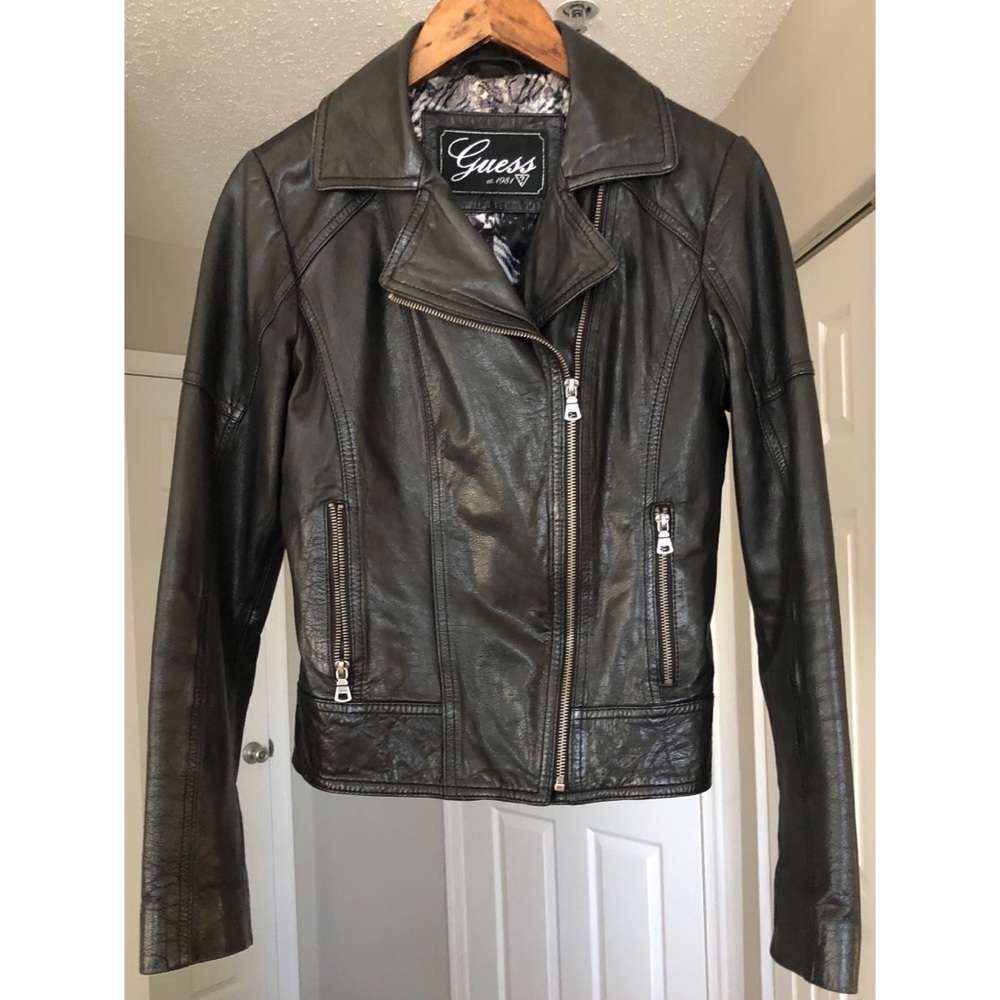 Guess Black Leather Jacket